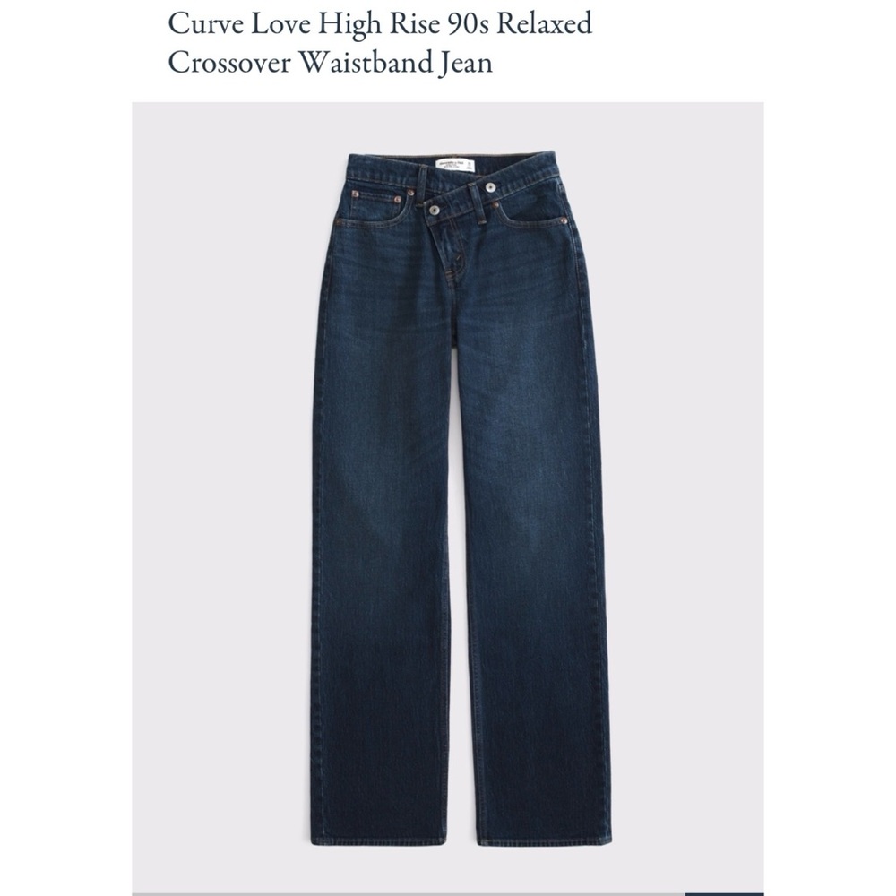 Curve Love High Rise 90s Relaxed Crossover Waistband Jean - Dark Blue